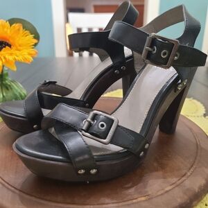 Vince Camuto Womens Catey Ankle Strap Platform Sandals Size 8 Black Leather